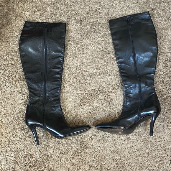 VTG 90’s Anna Sui Black Leather Bondage Knee Boots - Picture 15 of 16